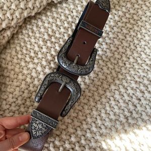 Double buckle western belt